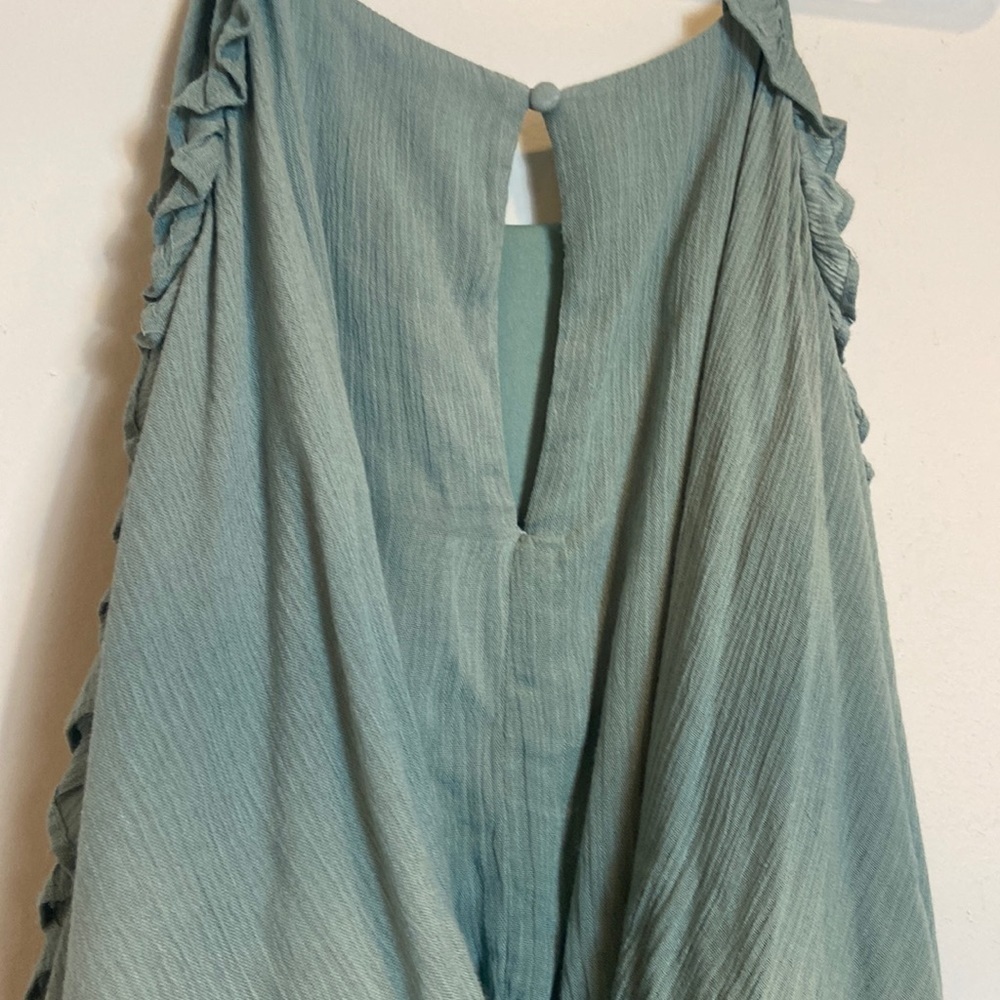 - She + Sky Soft Green Gauze Cold shoulder Romper - Picture 9 of 10